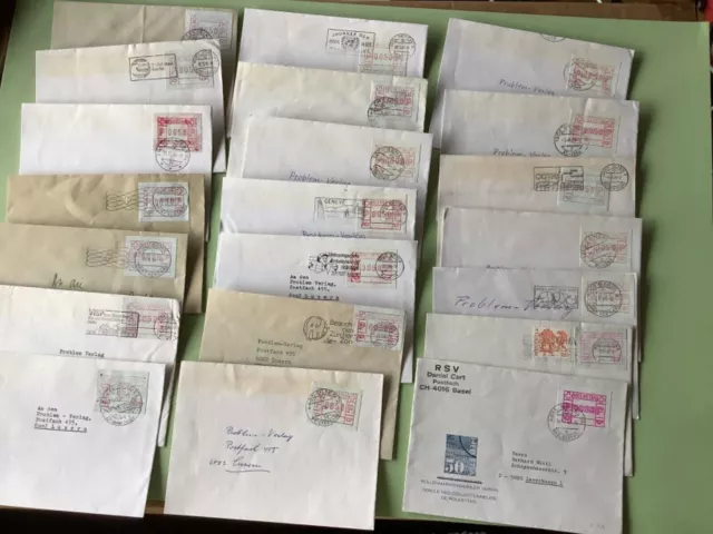 Switzerland A. T. M. Postage vending labels  21 covers duplicates Ref A1171