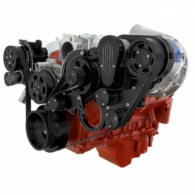 CVF LS Engine Procharger D1X Serpentine Kit w/ PS and Alternator Black Diamond