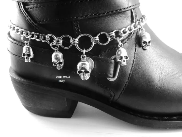 Skull Mix Boot Chain Jewelry Unisex Biker Accessory Rose Gothic Valentine Ride