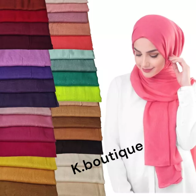 New Large Maxi Ladies Plain Hijab Viscose Cotton Shawl Big Scarf Sarong Wrap Uk
