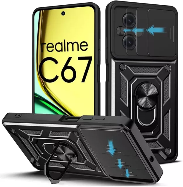 Funda Realme C67 (4G) Antigolpes Soporte Anillo Cubre Lente + Protector