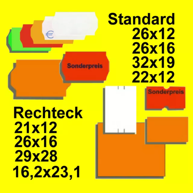 PE1= Preisetiketten Etiketten 22x12 26x12 26x16 32x19 für Preisauszeichner re wr