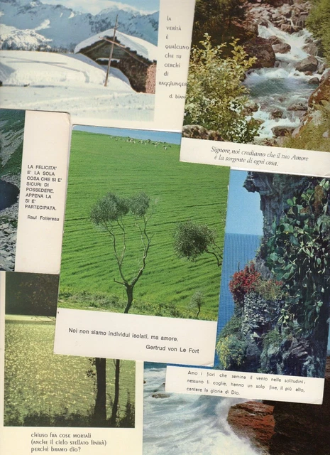 Lotto 15 cartoline vintage paesaggi con frasi di personaggi famosi
