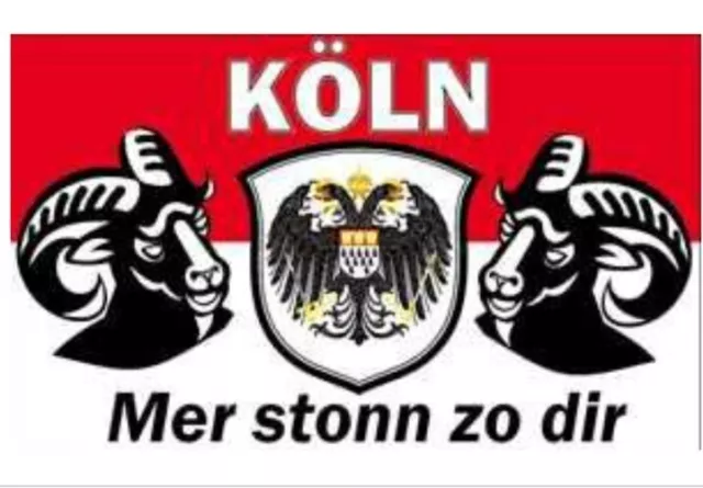 Fahne Flagge Köln "Mer stonn zo dir" Hiss Flagge 90 X 150cm mit Ösen
