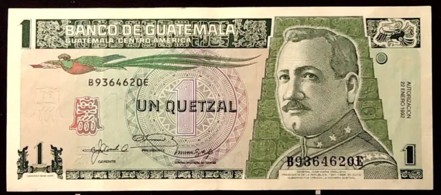 1991 Guatemala 1 Quetzal Banknote  Inv#B10095