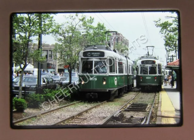 Original '90 Kodachrome Slide MBTA Boston Transit 3675 Trolley Station   34O57