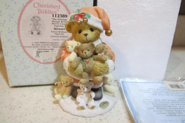 Cherished Teddies Stewart Santa Series #112389 Limited Edition Mint in Box! 2003