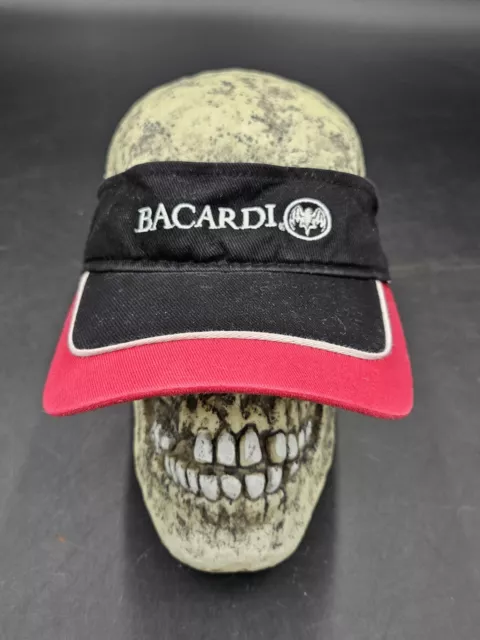 Bacardi Rum Alcohol Sun Visor Hat Adjustable Black Red White Embroidered Logo