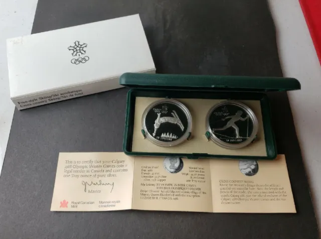 Two 1986 Canada Proof $20 Sterling Silver Olympic Coins