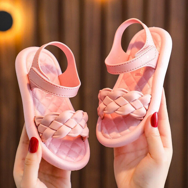Girls Weave Flat Sandals Summer Toddler Baby Kids Holiday Princess Shoes Size 3