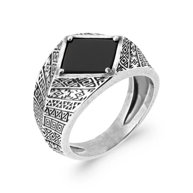 Bague Homme Argent 925 Chevalière Ethnique Vieillie – Style Tribal Et Masculin