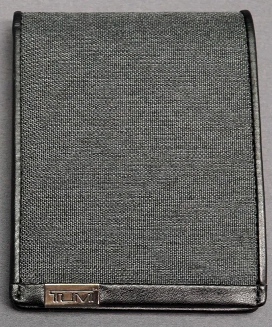 Tumi Brand Mens Double Billfold Wallet Alpha SLG Black Gray Canvas Leather $110