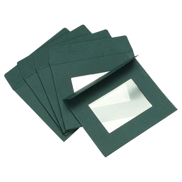 Completo Cara Ventana Sobres 10 Paquetes 4" Transparente Doble Cara, Verde