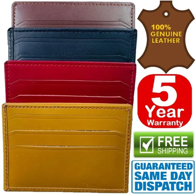 New Genuine Leather Slim Card Holder Wallets Multi Color For Men - Minimalist