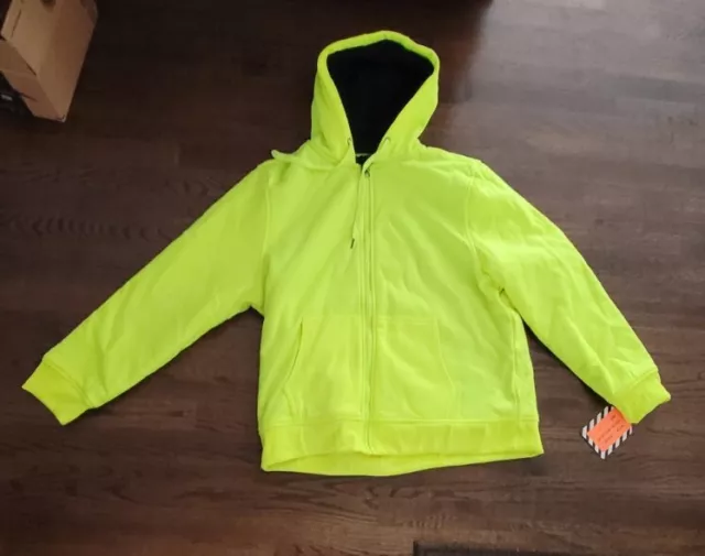 Hoodie zip up new  high visibility XL-L HiVis sherpa lined sweatshirt jacket