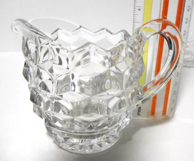 Creamer Jeannette Glass Cube Cubist Block Pattern Vintage