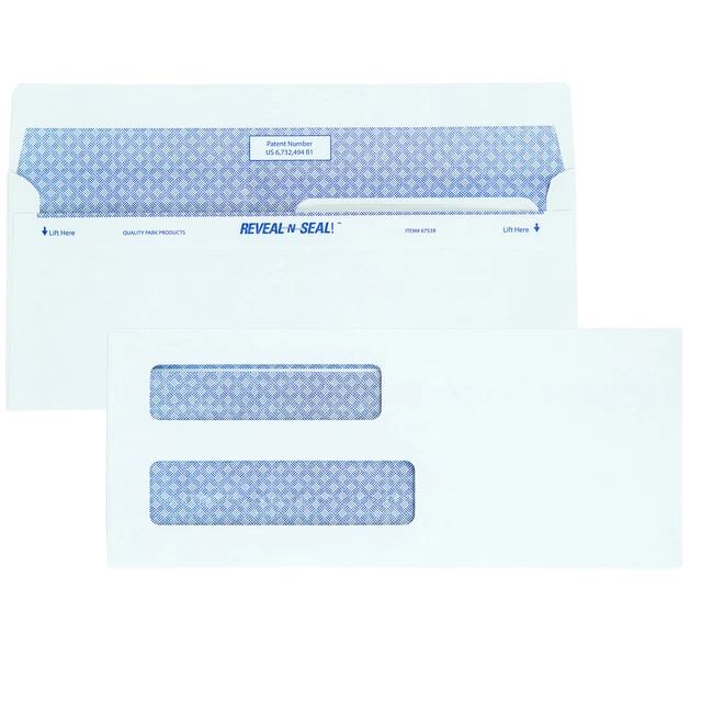 Reveal/Seal Envelopes,Check,No.8-5/8,3-5/8"x8-5/8",500/BX,WE