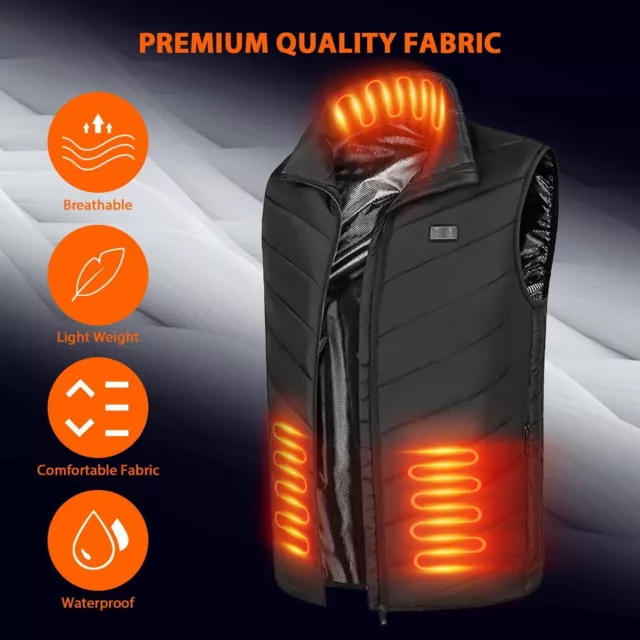 Heated Vest 9 Heating Zones with 10000mAh Battery Pack Electric Heating Vest 3