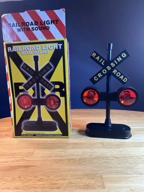 Railroad Train Track Crossing Sign w Flashing Red Lights and Sounds. Hayes 15887