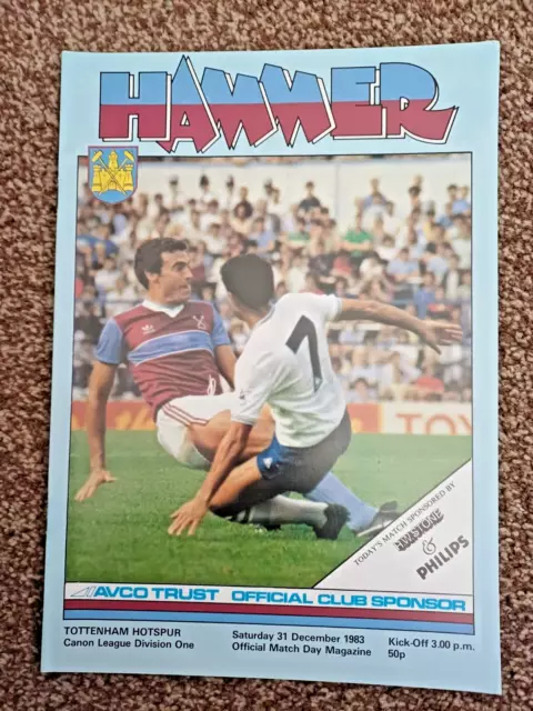 West Ham United v Tottenham Hotspur. 31st December 1983. Div 1. Very Good Cond