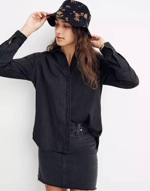 Madewell Black Denim Oversized Button Down Shirt Size Small