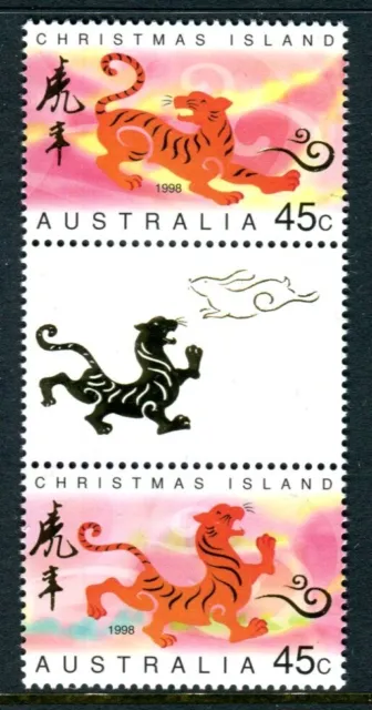 1998 Christmas Island Year Of The Tiger - MUH Gutter Pair (B)