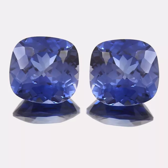 Natural Ceylon Blue Sapphire Cushion Cut Loose Gemstone Matched Pair 6x6 MM