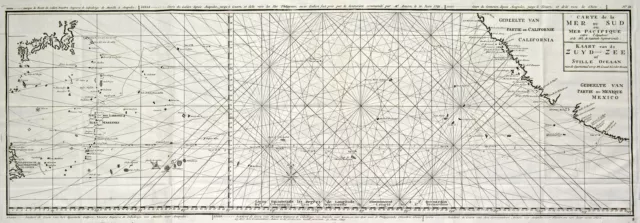 Pazifik Original Kupferstich Landkarte Anson 1749