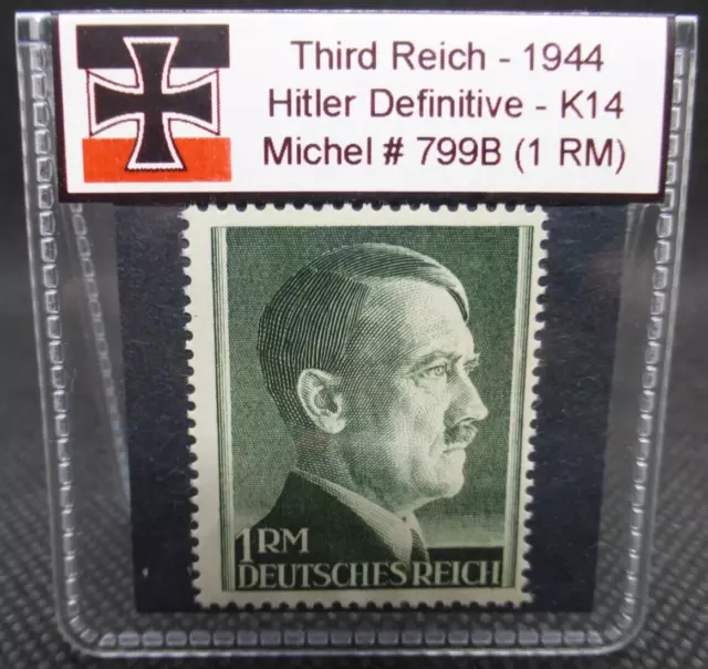 Adolf Hitler 1944 WW2 Stamp 1 Reichsmark High Value Third Reich Nazi Germany
