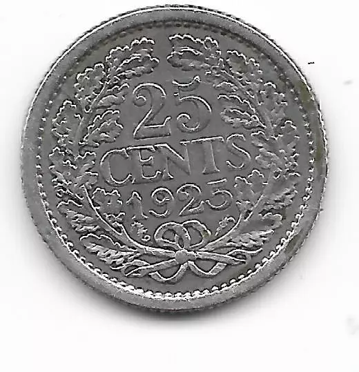 Pays-bas  Nederland 25 cents 1925 - Wilhelmina  - Argent