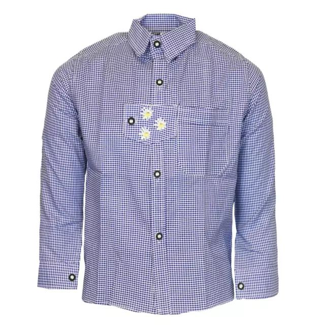 Camicia folcloristica bambini camicia Henry a scacchi blu ricamo costume folcloristico MS