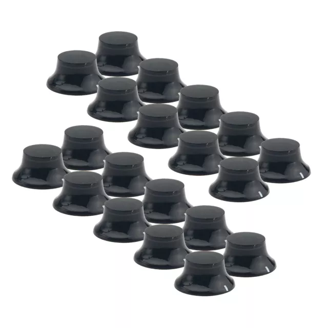 20 Pcs Black Top Hat Guitar Speed Bell Knob Volume Tone Control Knob White Mark