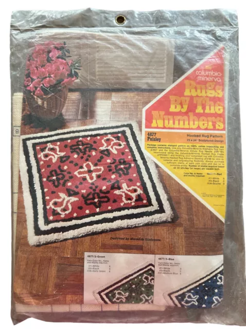 Kit de alfombras enganchadas Columbia Minerva 1972 de colección patrón 4877 cachemira 23""x 24"" sellada
