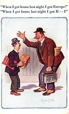 Vintage Postcard 1910's When I Got Home Last Night I Got Europe Traveler Comics