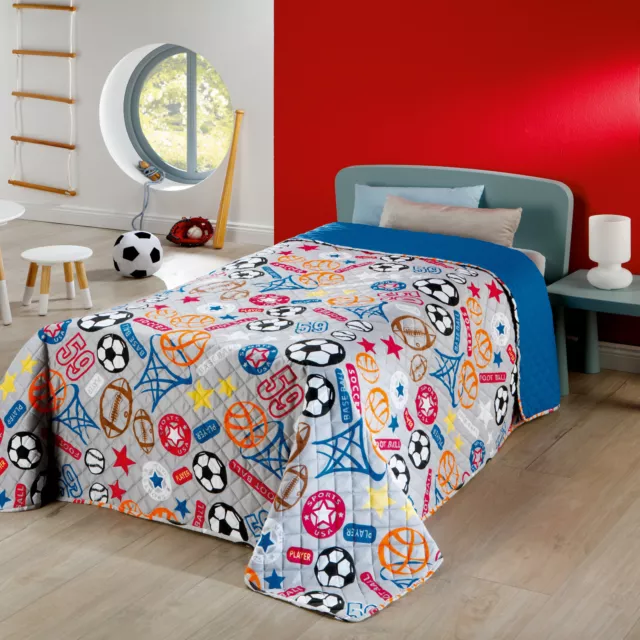 Delindo Lifestyle Kinderzimmer Tagesdecke Bettüberwurf Sports Einzelbett 170x210