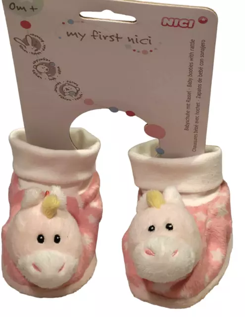 Baby My First NICI Babyschuhe mit Rassel Einhorn Babyschuhe Krabbelschuhe Rosa