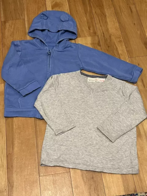 2 x 12-18 Month Toddler Boys Jumpers Zipped Hoodie Bundle Set Lot