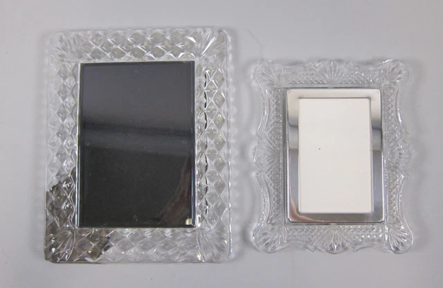Pair of Waterford Crystal Picture Frames 10" & 8"  One with Silver Plate Border