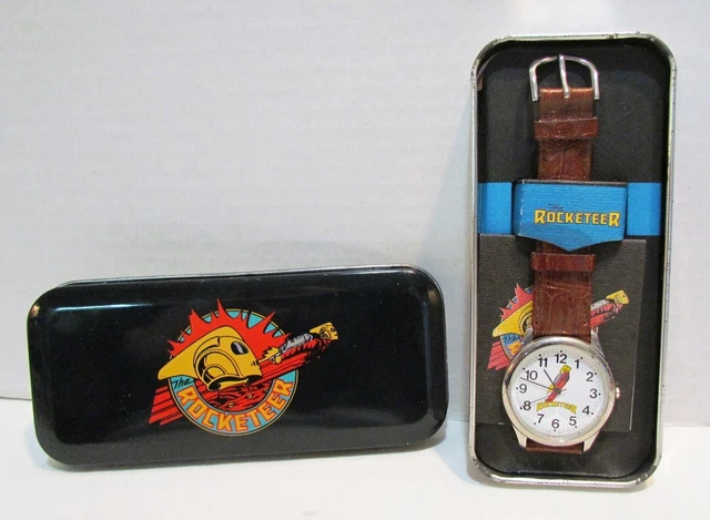 THE ROCKETEER 1991 WRIST WATCH by FOSSIL UNUSED IN TIN BOX DISNEY DAVE STEVENS