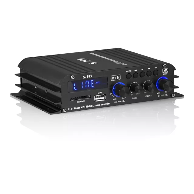 HiFi 4.0 Channel Digital Amplifier Bluetooth 5.0 Home /Car /Marine Amp Receiver