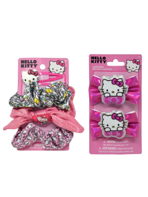 Hello Kitty Elastic Hair Scrunchies Hair Pins & Bow Clips 7-Piece Girls Set