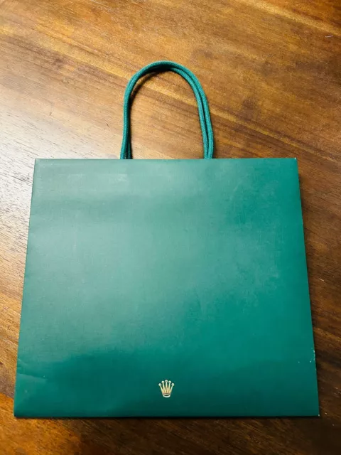 AUTHENTIC ROLEX MEDIUM Green Paper Gift Bag Shopping Tote 12 x11