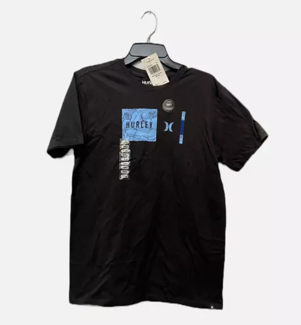 NWT! Hurley Men's 6040 Box Wave T Shirt Short Sleeve Soft Black ( S,M,L,XL,XXL)