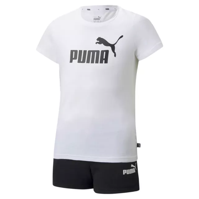 Completo Puma Bambina Corto 846936 02 Bianco Estivo Maglia Pantaloncino Short