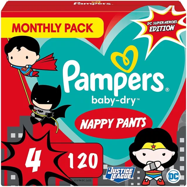 Pampers Baby Dry Nappy Pants Size 4 (9-15 kg), 120 Nappies Monthly Pack