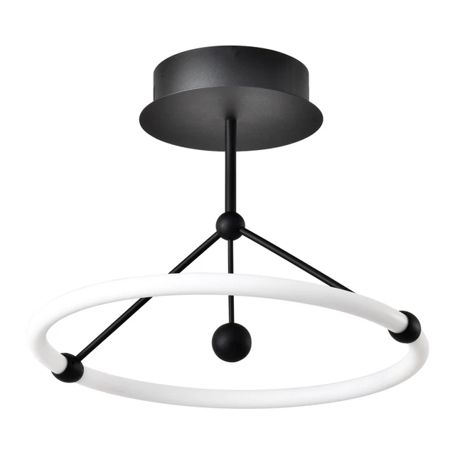 Schlanke zeitgenössische mattschwarze Sanddeckenleuchte mit Opal LED Rundring...