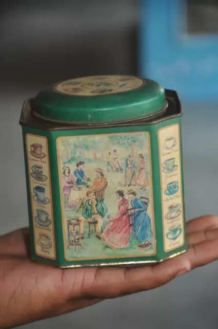 Vintage Traditional & Herbal Teas Ad Litho Print Unique Shape Tin Box