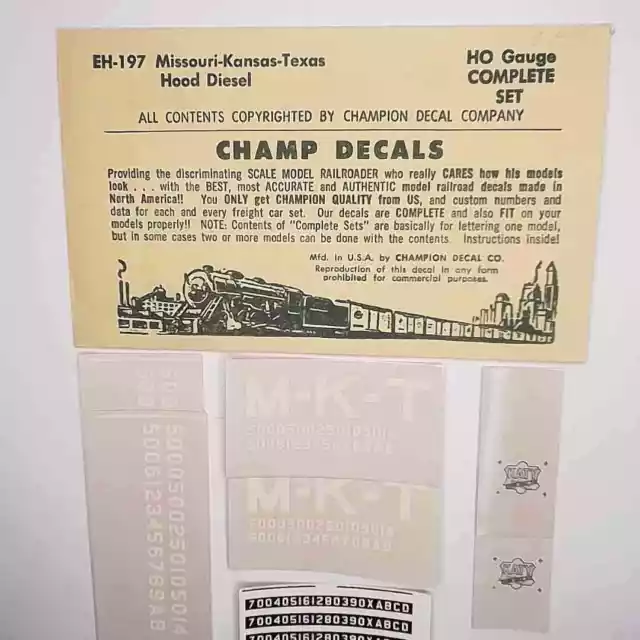 Champ Decals HO Scale: Missouri-Kansas-Texas Hood Diesel - Katy Herald