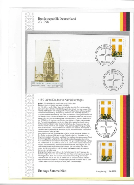 Bund 1998: Mi. Nr. 1995: ETB 20/1998: 150 Jahre Deutsche Katholikentage