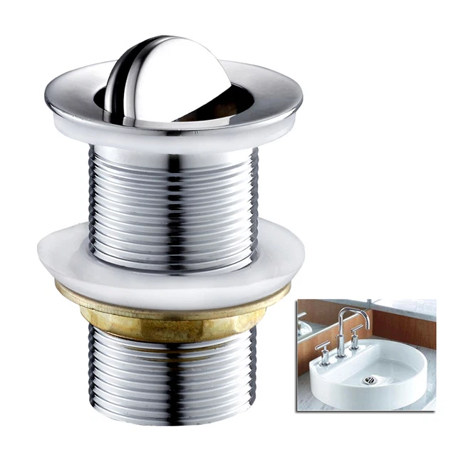 FLIP TOP UNSLOTTED Basin Sink Waste Swivel Top Plug Chrome Heavy Duty